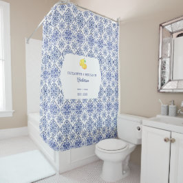Cortina Para Box Azulejo Azul de Limão Italiano Personalizado Medit