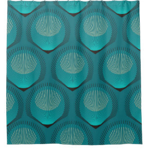 Cortina Para Box Azulejo Azul de Penas Peacock Estilizadas