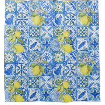 Azulejo Azul Francês Padrão de Limão Decoração de 