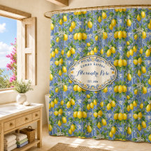 Azulejo Azul Nome Monograma País Francês Limão