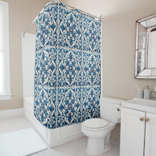 Cortina Para Box Azulejo azul português