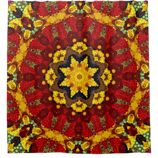 Cortina Para Box azulejo caleidoscópico moderno abstrato (Frente)