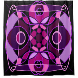 Cortina Para Box Azulejo de mosaico abstrato, cor-de-rosa e roxo