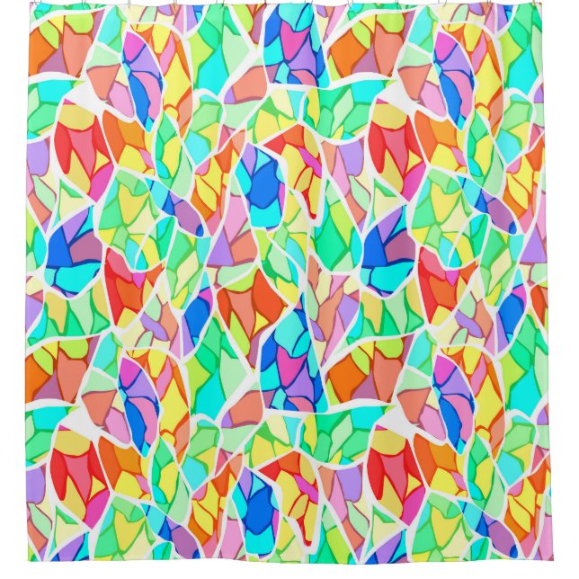 Cortina Para Box azulejo de mosaico de vidro moderno abstrato c (Frente)