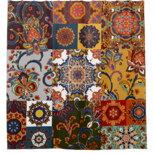 Cortina Para Box Azulejo de retalhos incolor com o Islã, Árabe