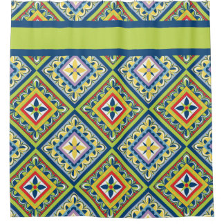 Cortina Para Box Azulejo de Talavera Verde