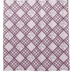 Cortina Para Box Azulejo de vidro cor púrpura 3D