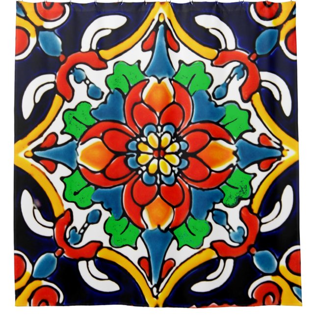 Cortina Para Box Azulejo mexicano Talavera Terracotta n.o 5 (Frente)
