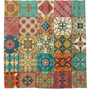 Cortina Para Box Azulejos Portugueses: padrão uniforme do estilo Az