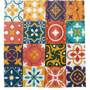 Cortina Para Box Azulejos Vintage Fundo Vintage. Geom tradicional
