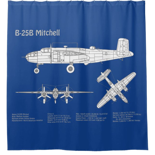 Cortina Para Box B-25B Mitchell Doolittle - Airplane Blueprint ABD (Frente)