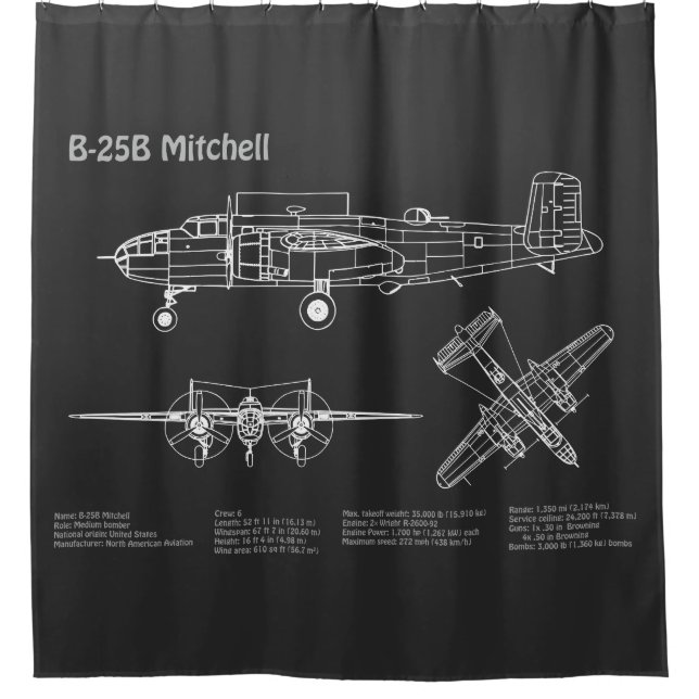 Cortina Para Box B-25B Mitchell Doolittle - Planta do Avião PD (Frente)