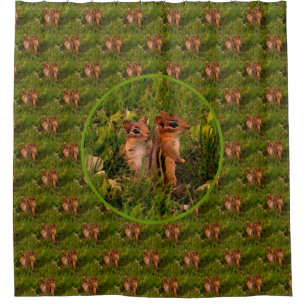 Cortina Para Box Baby Chipmunks Nature Art Patterno