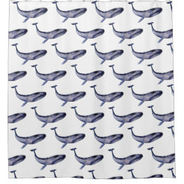 Cortina Para Box Baleia Azul de Aquarela