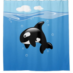 Cortina Para Box Baleia pequena bonito da orca no oceano