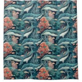 Cortina Para Box Baleias Azuis Submarinas