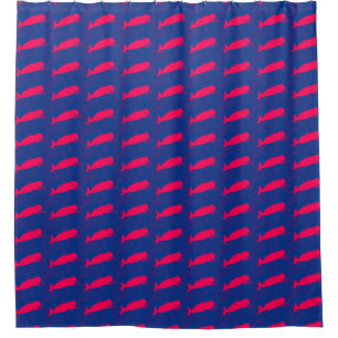 Cortina Para Box baleias cor-de-rosa com padrão azul