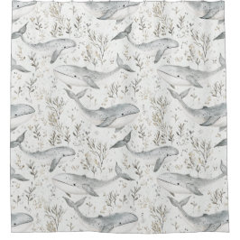 Cortina Para Box Baleias de Cinza Oceânica