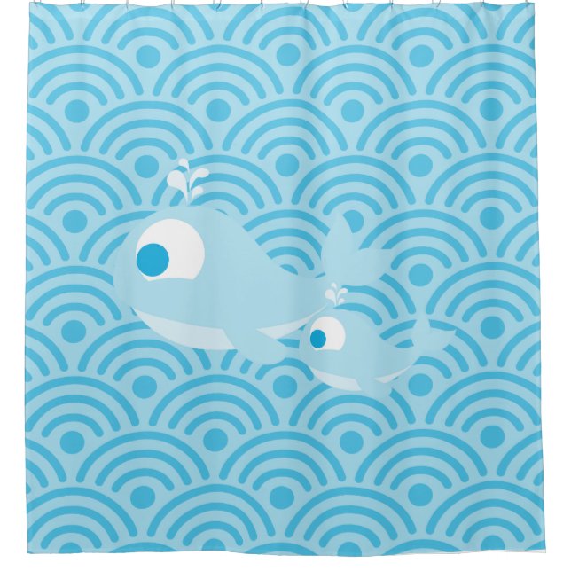 Cortina Para Box Baleias e Ondas (Frente)