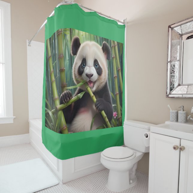 Cortina Para Box Bamboo Comendo Panda Bonito (In Situ)