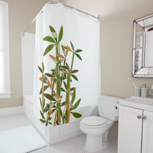 Cortina Para Box Bambu verde isolado em fundo branco (In Situ)