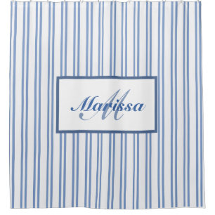 Cortina Para Box Bandas Brancas Azuis, Bandeiras, Monogramas