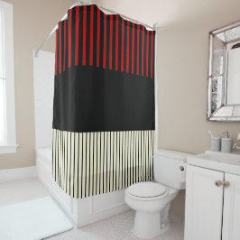 Cortina Para Box Bandas de Pop de cor - Vermelho e Creme