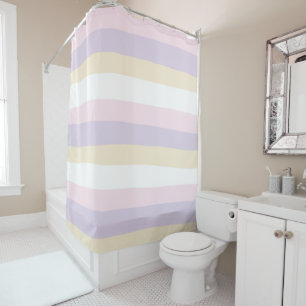 Cortina Para Box Bandas irregulares - Pastel rosa, amarelo e roxo