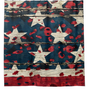 Cortina Para Box Bandeira Americana Rústica com Estampa de Leopardo