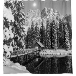 Cortina Para Box Banheiro Russo Negro e Montanha Branca