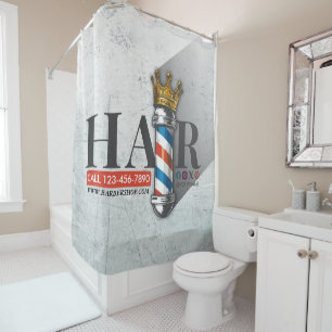 Cortina Para Box Barbearia King Crown Barber Pole Salão de Cabelo