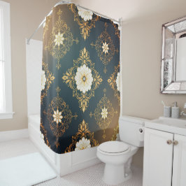 Cortina Para Box "Barockes Ornament-Muster in Gold und Schwarz" Dec