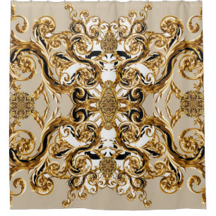 Cortina Para Box Barroco Conhece Leopardo: Fundo do Ouro