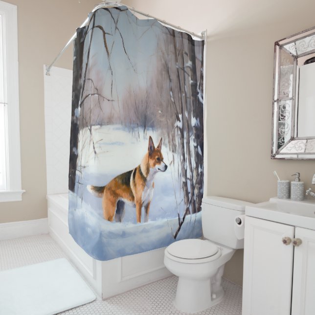 Cortina Para Box Basenji Deixe Nevar Natal  (In Situ)