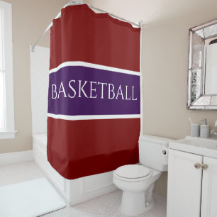 Cortina Para Box BASKETBALL Roxo Escuro Branco Bold Listras Vermelh