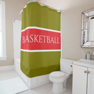 Cortina Para Box BASQUETE Listras de Azeitona Dourada Branco Vermel