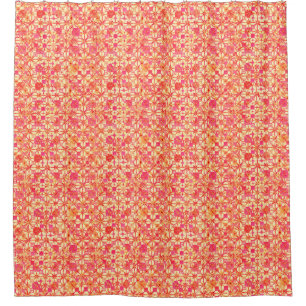 Cortina Para Box Batik tribal - laranja, cor-de-rosa coral e fúcsi