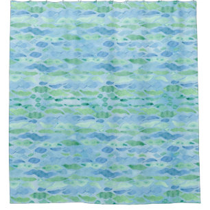 Cortina Para Box Beach House Modern Ocean Wave Blue Green Standard