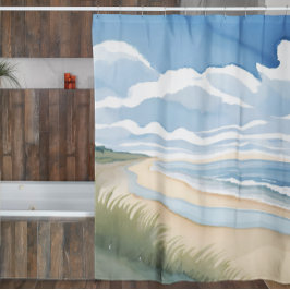 Cortina Para Box Beach Shore Walk | Coastal Ocean Watercolor