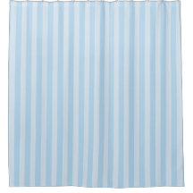 Beach Style Light Blue Striped Shower Curtain