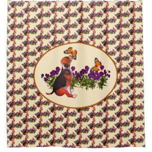 Cortina Para Box Beagle Puppy E Borboletas Animal
