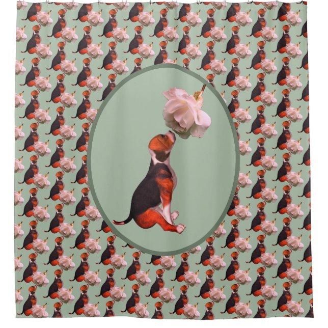 Cortina Para Box Beagle Puppy White Rose (Frente)