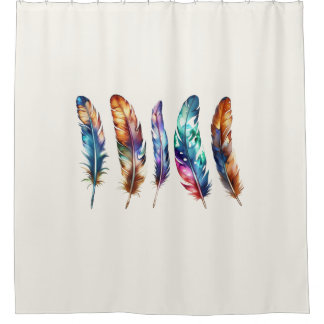Cortina Para Box Beautiful Multicolor Boho Feathers - Graphic Art