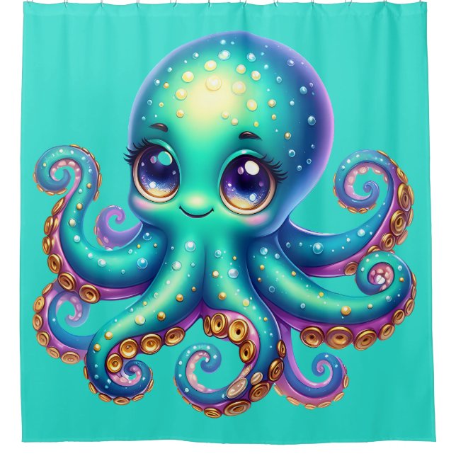 Cortina Para Box "Bebê Octopus Ocean Fun" (Frente)