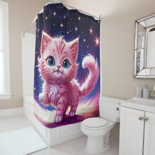 Cortina Para Box Bebê rosa gatinho pets berçário design único
