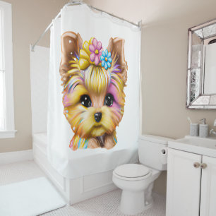 Cortina Para Box Bebê-Yorkie bonito e adorável