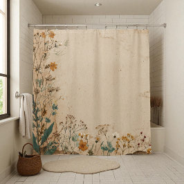 Cortina Para Box Bege Fronteira Rústico Boho Flor Silvestre