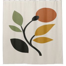 Cortina Para Box Bege, Marrom e Floral Verde
