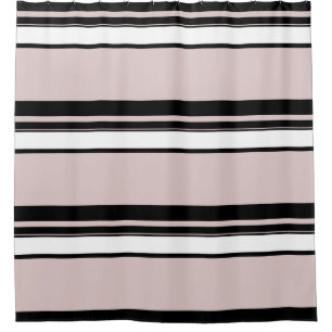Cortina Para Box Bege Rosa Branco Preto Listras Listra Clássica