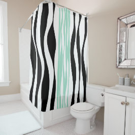 Cortina Para Box Bei e Fluxo - Verde, Branco e Preto da Casa da Moe